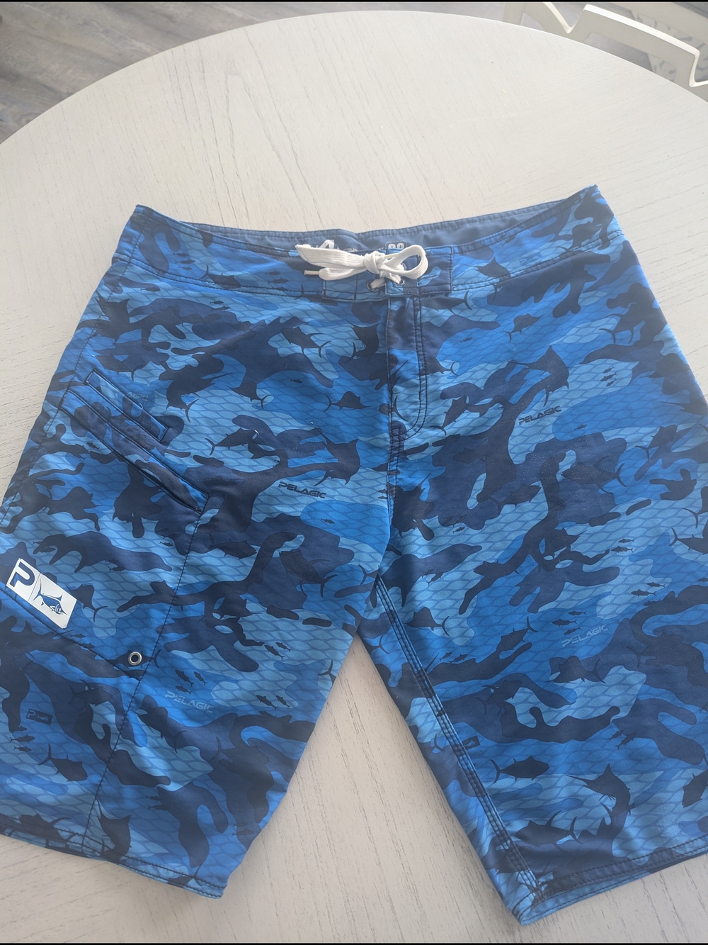 Pelagic Blue Camo Men’s Swim Board Shorts